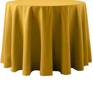 120" Round Gold Spun Polyester Tablecloths