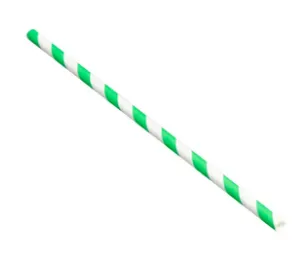 TableCraft 10" (8mm) Individually Wrapped Green Striped Paper Straws, 3000/Case