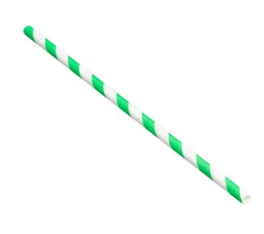 TableCraft 10" (8mm) Individually Wrapped Green Striped Paper Straws, 3000/Case