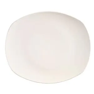 World Tableware 840-437B Porcelana 10" x 9" Oblong Bright White Porcelain Coupe Plate - 24/Case