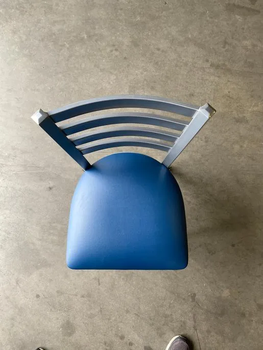 Just Chair Manufacturing M20118-SIL-PS-GR1 Side Chair Ladder Back Indoor - Silver Frame - Regimental Blue Vinyl Seat