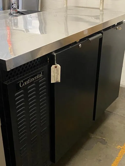 Continental 59" Two-Door Back Bar Cooler with Black Finish