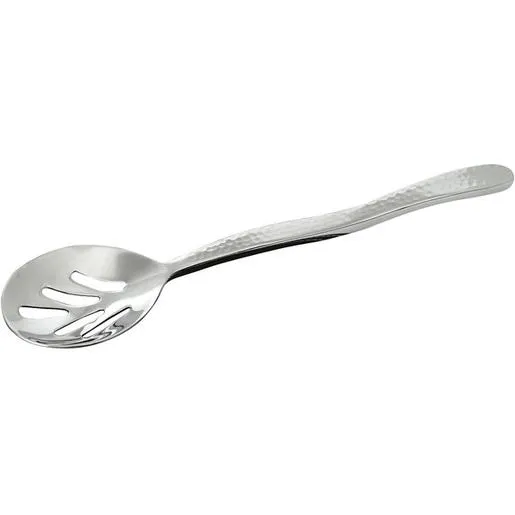 GET BSPD-02 Stainless Steel 10" Slotted Hammered Finish Serving Spoon, 12/Case