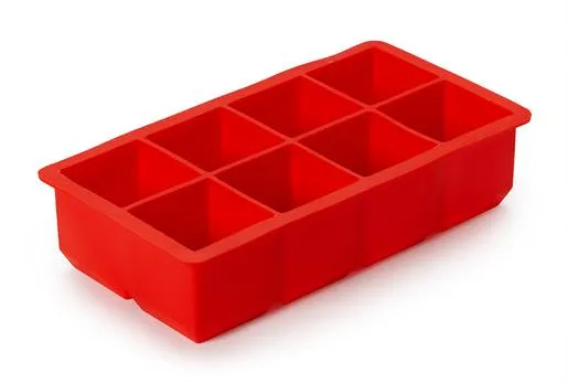 GET ICE-SQ8-R 8.25" x 4.3" Red Silicone Ice Cube Tray, 6/Case