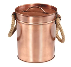 GET IB-88-ACPR 7.5" Antique Copper Ice Bucket with Lid and Rope Handles