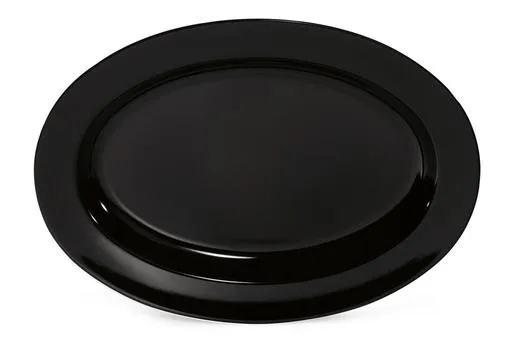 GET ML-14-BK Milano 17" x 12" Black Oval Platter, 6/Case