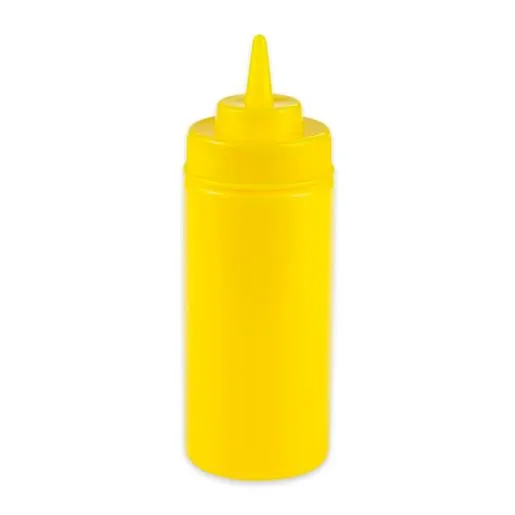 GET SB-24-Y Wide Mouth  24 oz. Mustard Squeeze Bottle, 24/Case