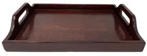 GET RST-18314  Hardwood 18" x 14" Mahogany Room Service Tray w/ Handles, 6/Case