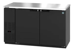 Hoshizaki BB59, Refrigerator, Two Section, Black Vinyl Back Bar, Solid Doors