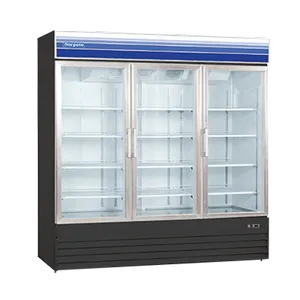 Norpole NPGR3-SB, 3-Glass Doors Reach-In Refrigerator (Swing Door), Black
