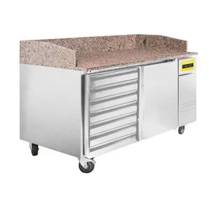 PrepRite PPT481C-4813 60-inch 1-Door Refrigerated Prep Table with Granite Top, Back, and Side Rails - Ambient Dough Drawer