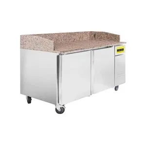 PrepRite PPT602C-6003 61-inch 2-Door Refrigerated Prep Table with Granite Top, Back, and Side Rails