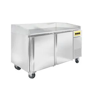PrepRite PPT602C-6004 61-inch 2-Door Refrigerated Prep Table with Stainless Top, Back, and Side Rails
